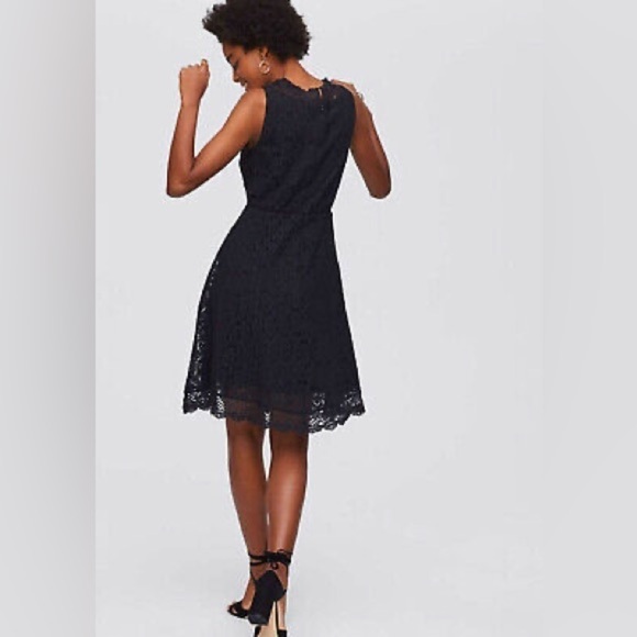 Loft Women’s Alluring Mixed Lace Black Flare Dress Size 4 - Picture 3 of 16
